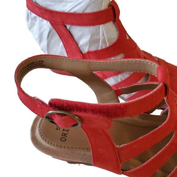 Earth Origins Pippa Red Suede Sandals, Woman's Red Sandals NIB - Picture 4 of 4